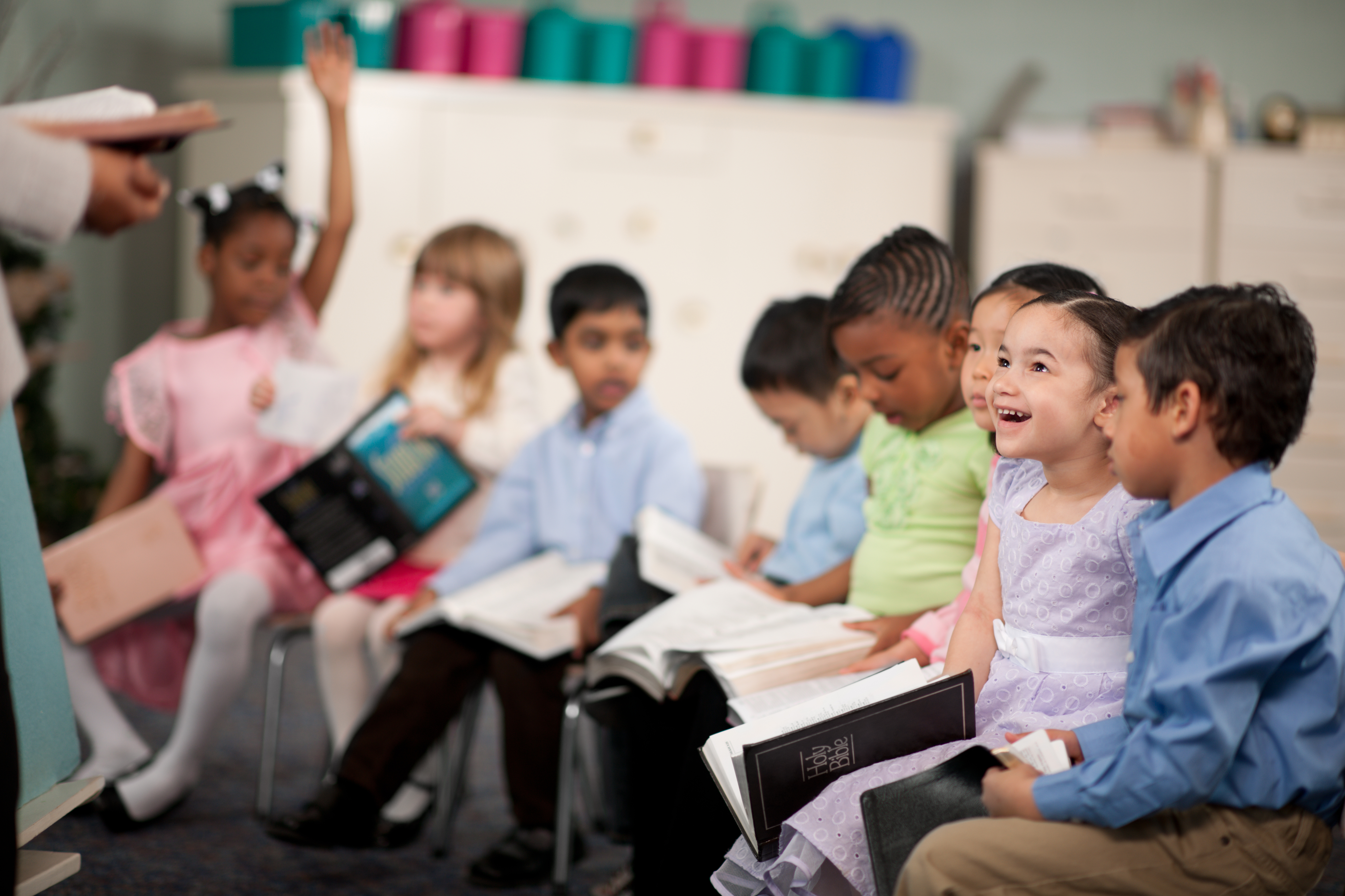 Children reading the Bible at Good News Club