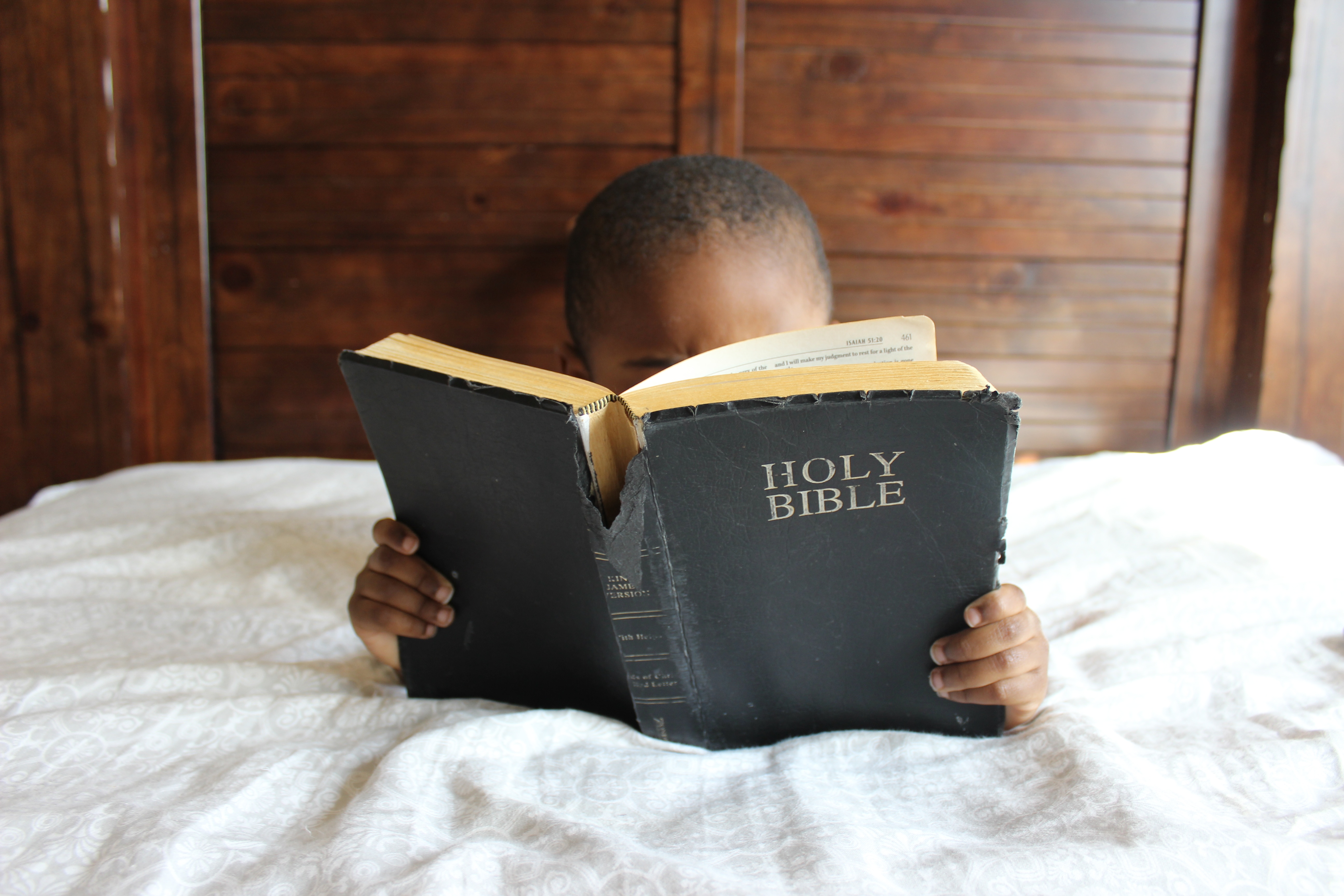 Open Bible in a field of light